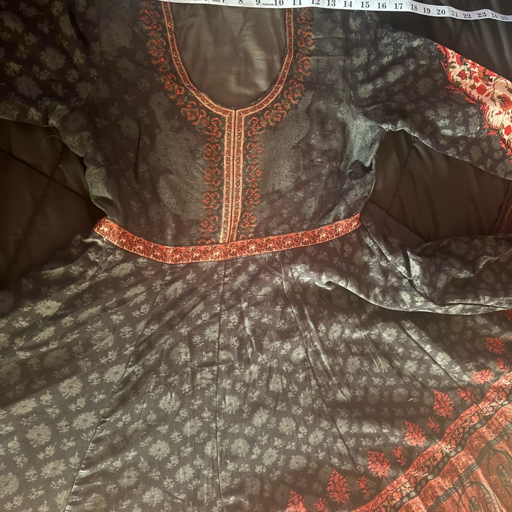 Biba Black and Red Long Sleeve Dress